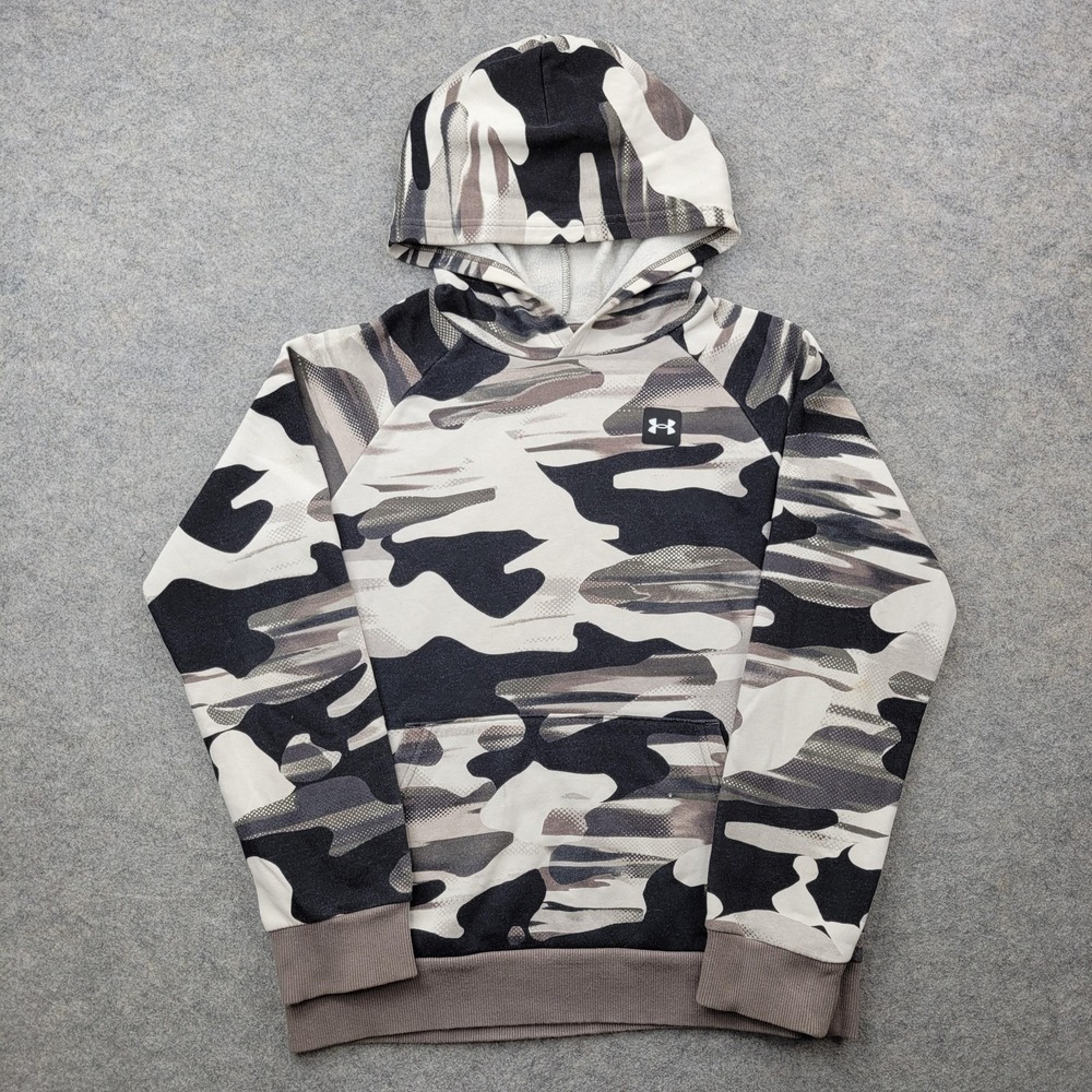 Under Armour Hoodie Youth Large Gray Camo Fleece Pullover Logo Sweatshirt*